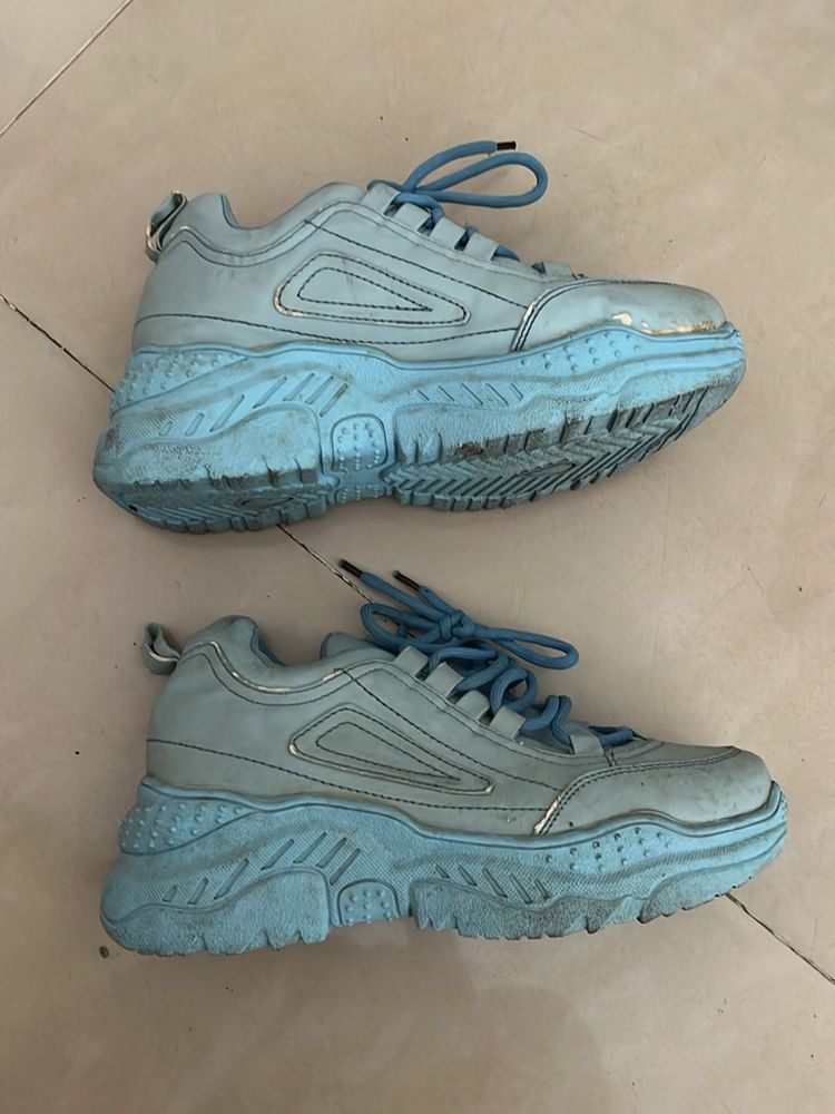 Blue Platform Sneakers