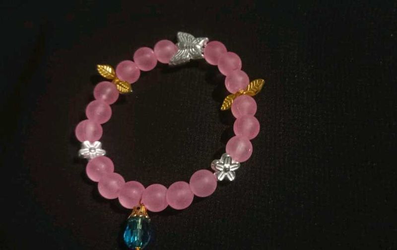 Pink Beaded Charm Bracelet