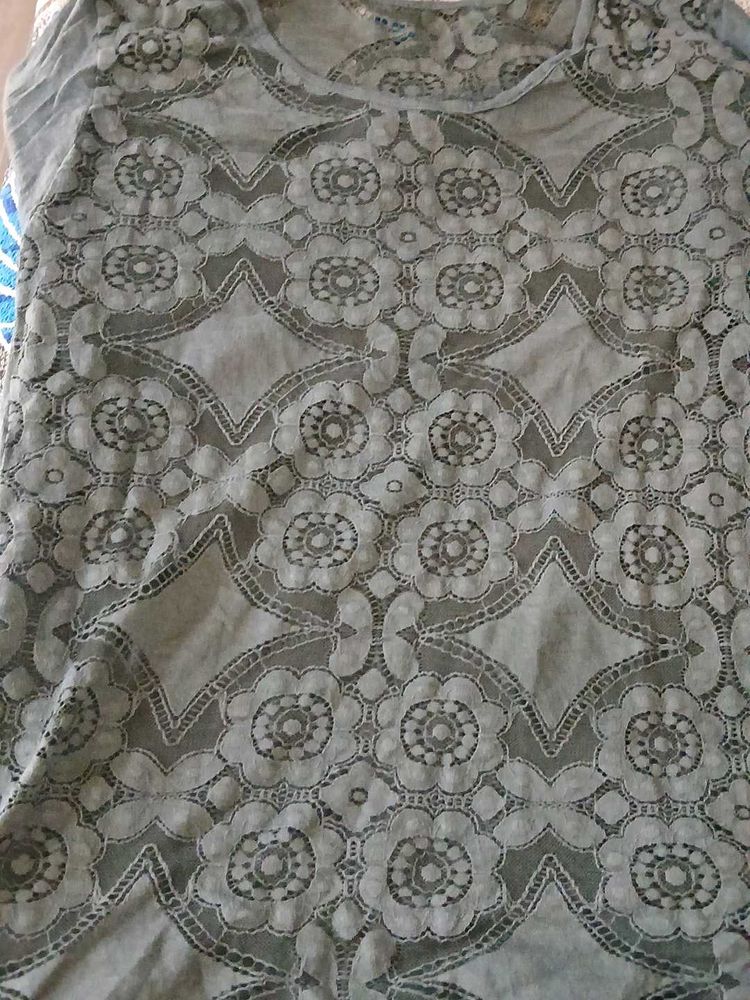 Gray Lace Top