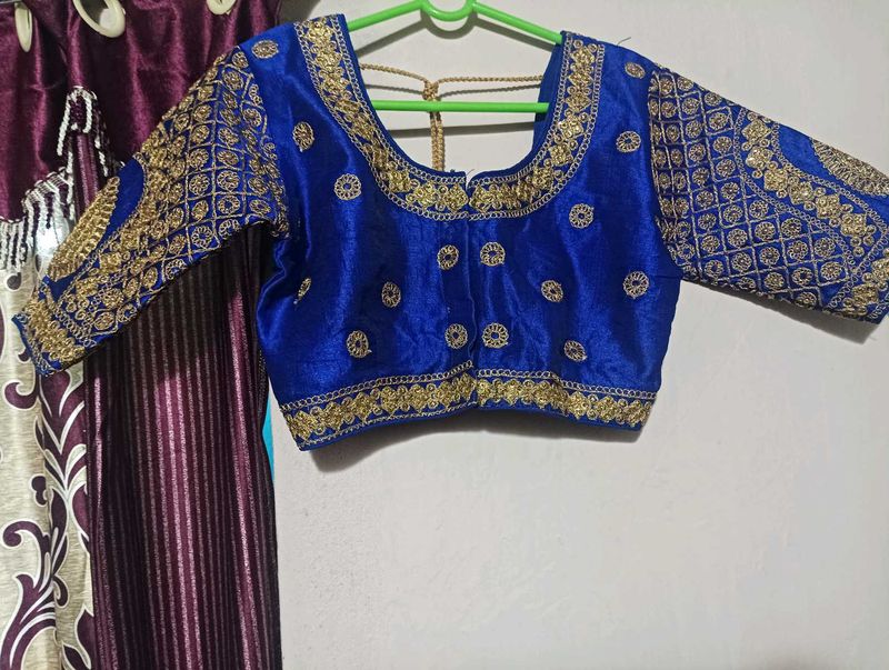 Royal Blue Embroidered Blouse