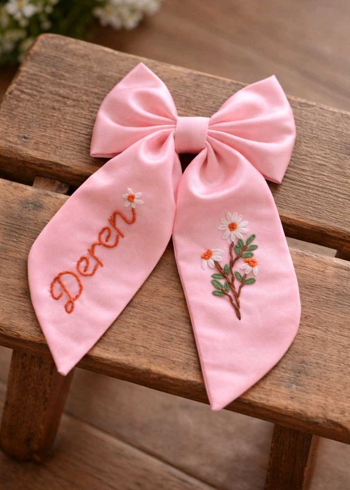 Personalized Embroidered Hair Bow (Pack Of 1)