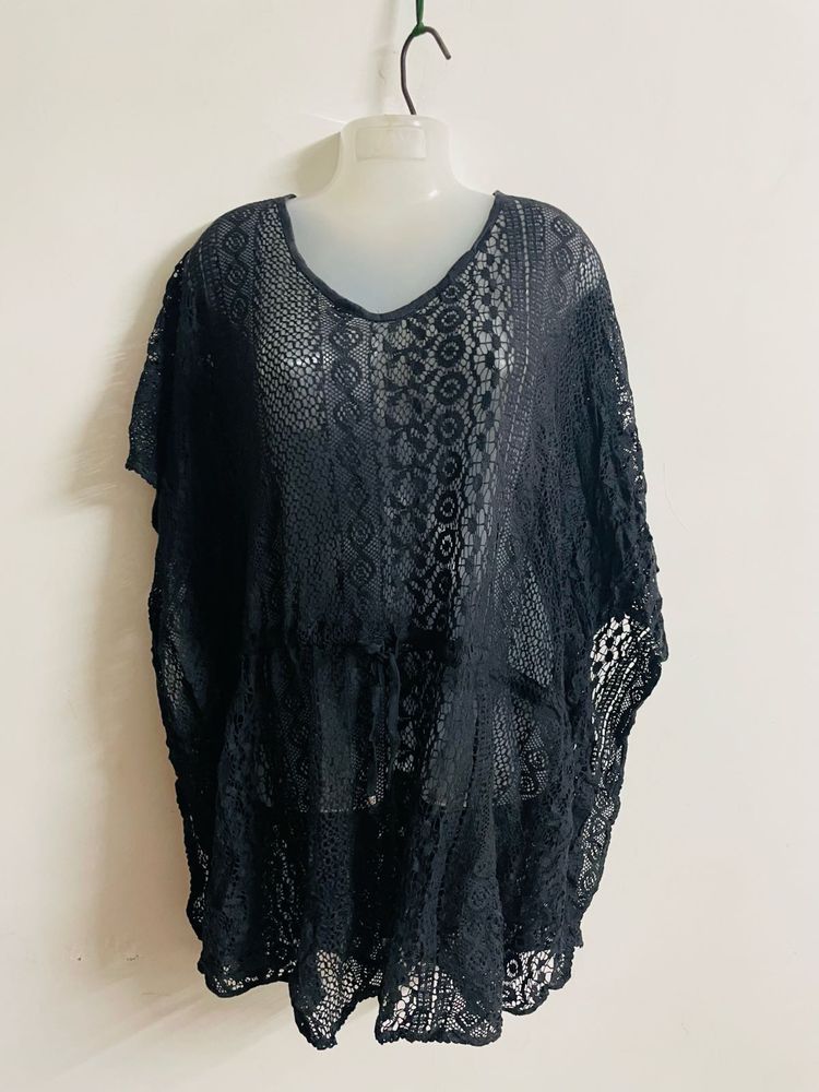 Black Crochet Coverup Dress
