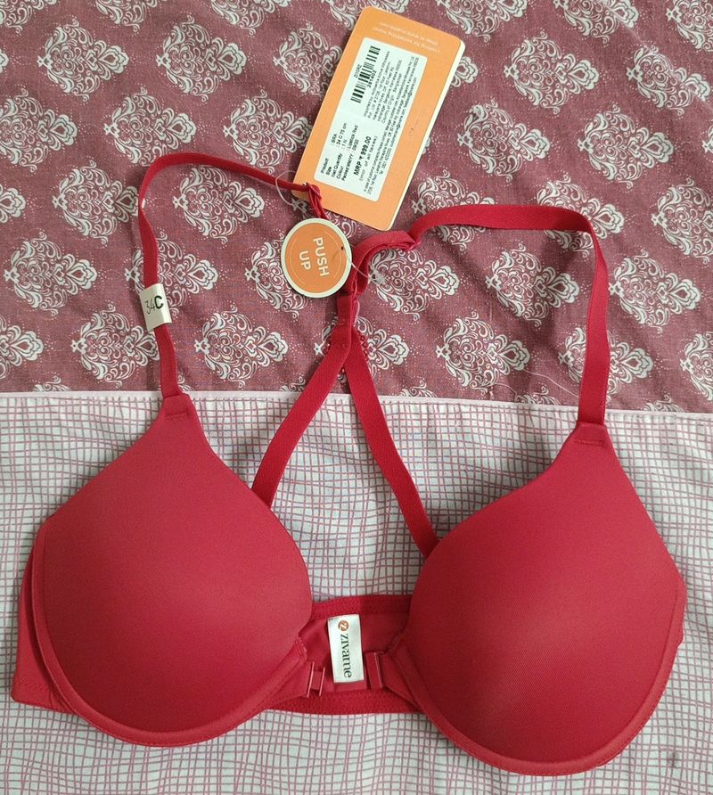 New 34 C Size Front Open Push Up Wired Medium Coverage Stylish Back Bra With Front Closure Sexy Lingerie- Lipstick Red 34C