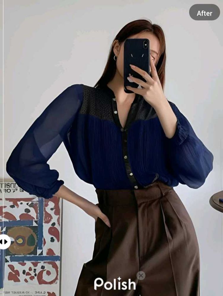 New With Tag Cute Frill Korean Blue Blouson