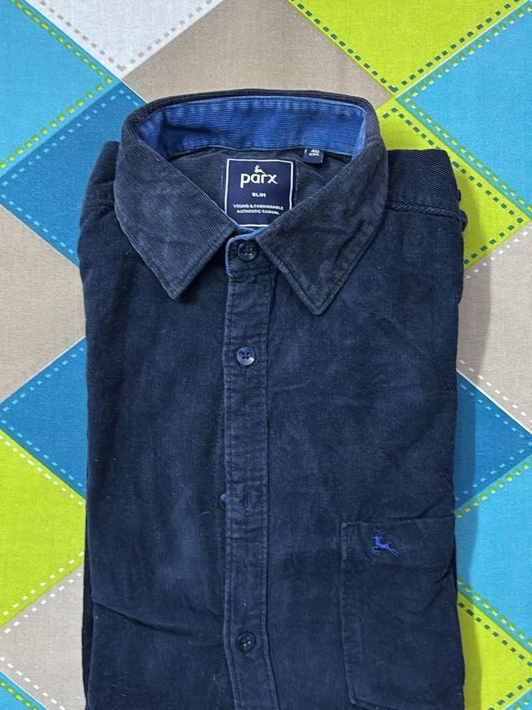Parx Blue Corduroy Shirt