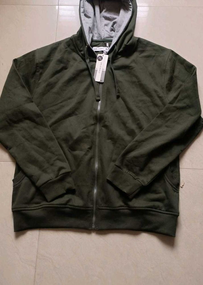 Olive Green Zip Up Hoodie