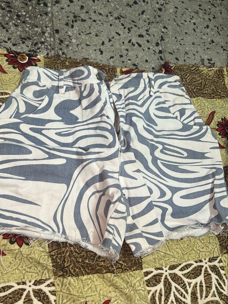 Blue Patterned Shorts