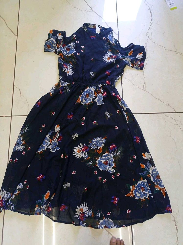 Floral Navy Blue Dress
