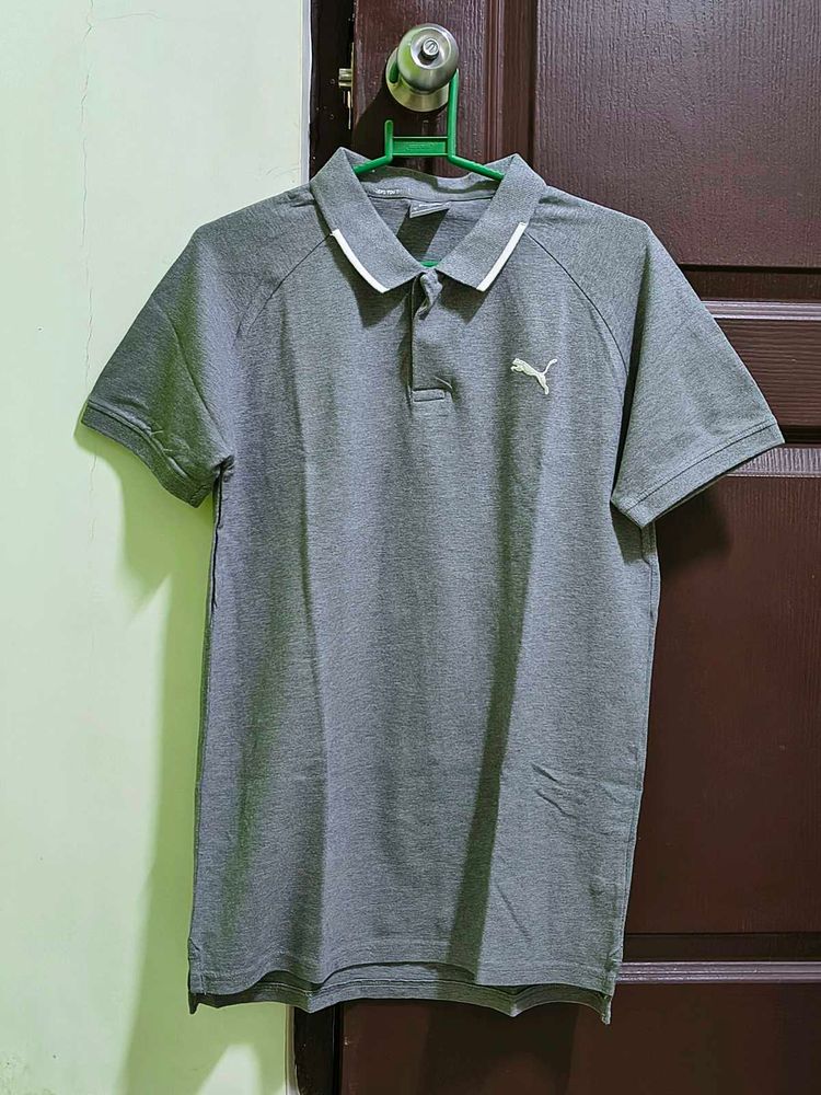 PUMA Grey Polo T-Shirt Men