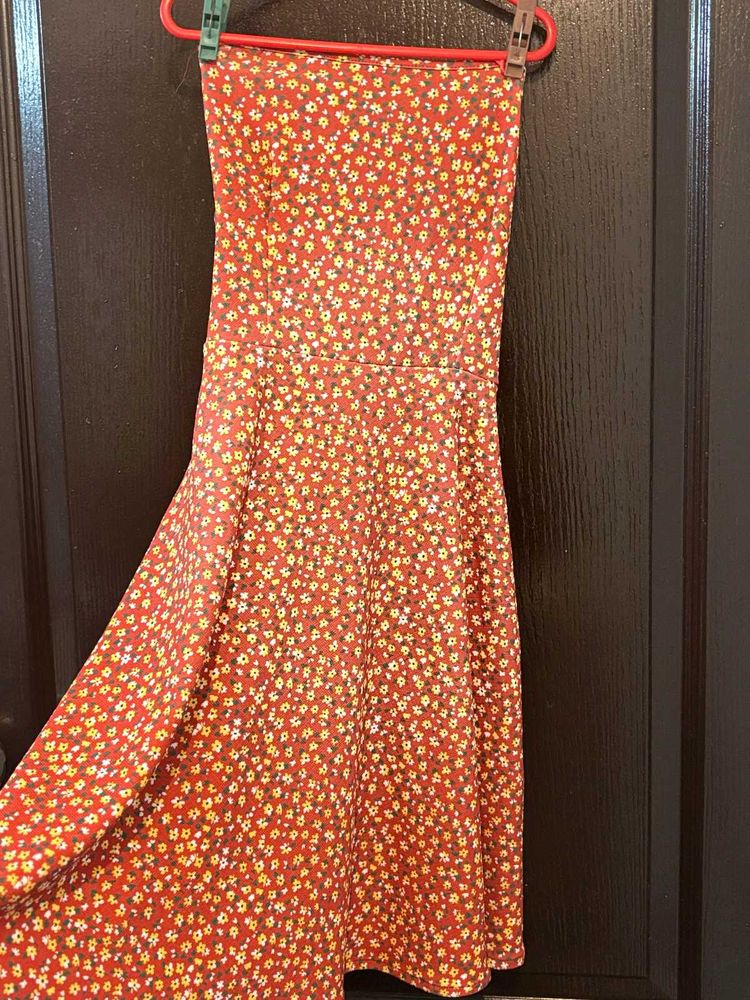 Floral Print Strapless Dress