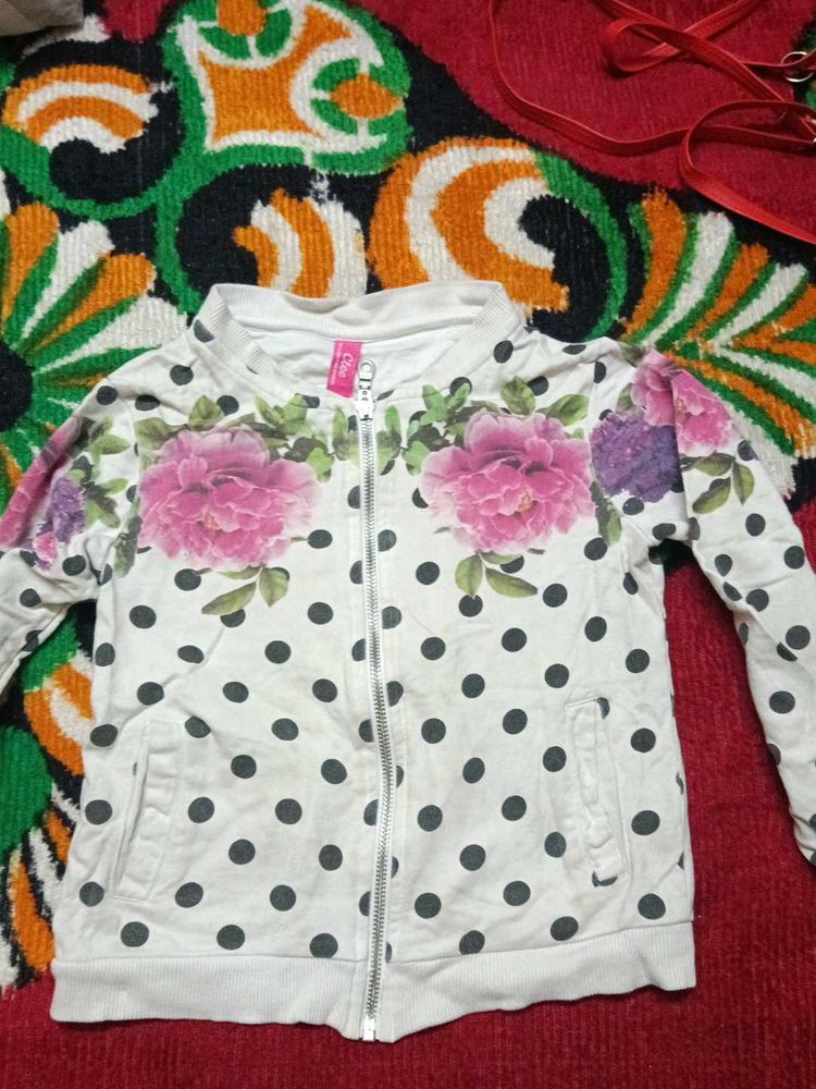Floral Polka Dot Zip-Up Jacket