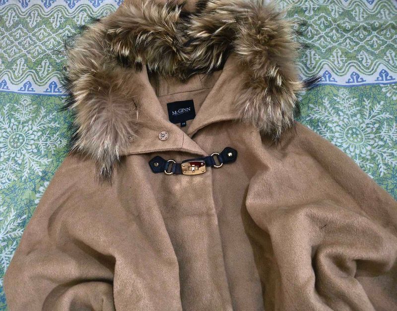 McGinn Faux Fur Trimmed Cape Coat