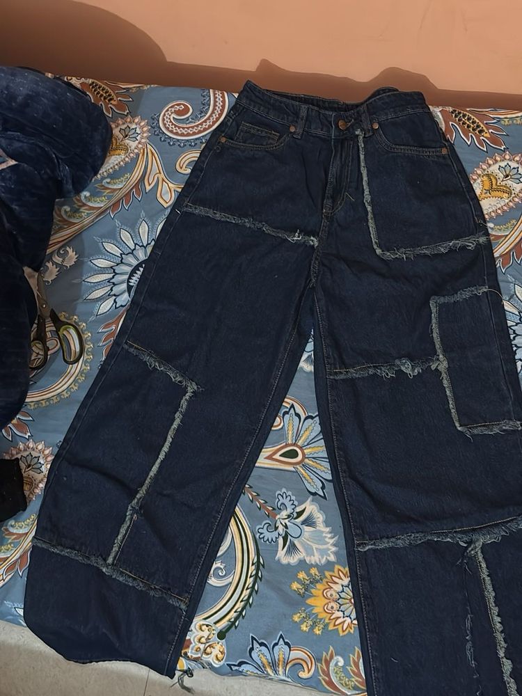 Patchwork Wide Leg Jeans
