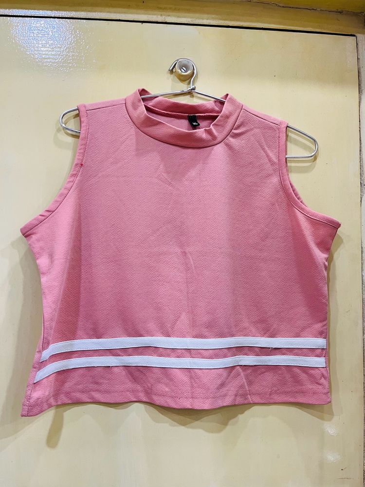 Pink Cropped Tank Top