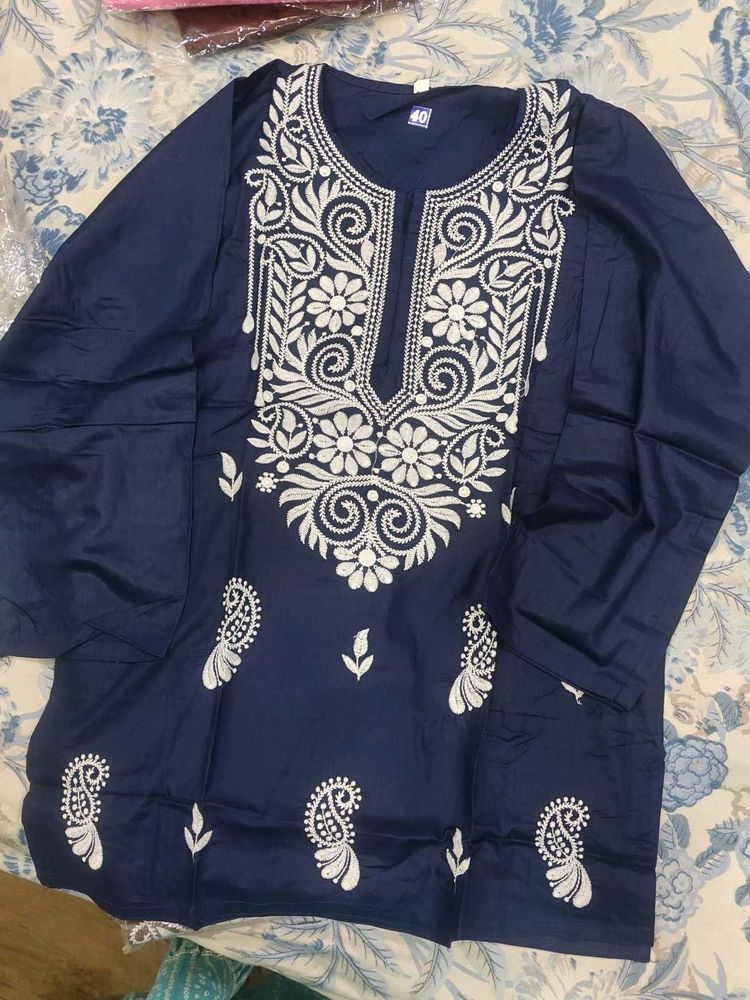 Computer Work Chikkari Short Kurti