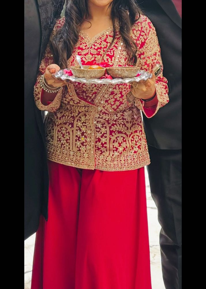 Magenta Bling Luxe Sharara Set for Weddings
