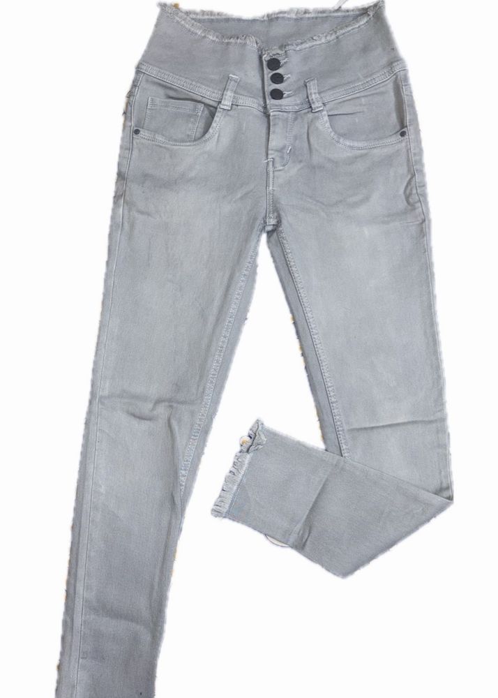 High Waisted Grey Jeans