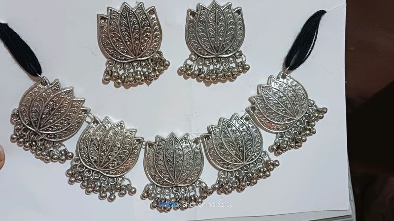Silver Lotus Necklace &amp; Earring Set🌸Free delivery