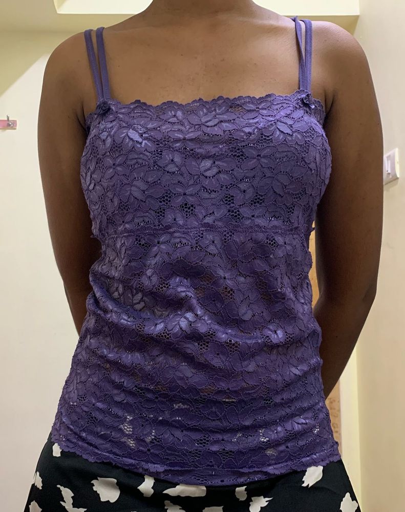 Padded Purple Lace Cami Top