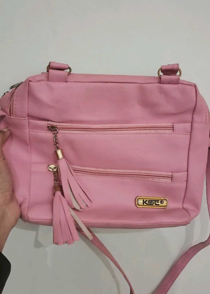 Pink Shoulder Bag with Tassel