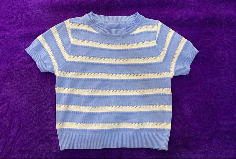 Blue Stripped Crop Top