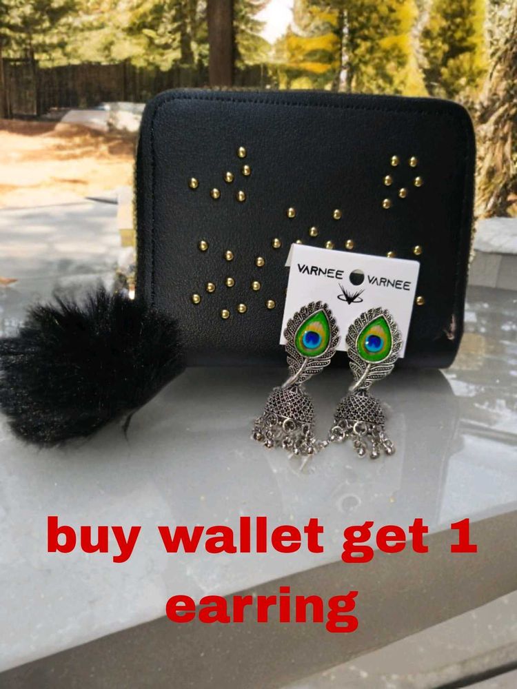 Studded Wallet &amp; Earrings Set