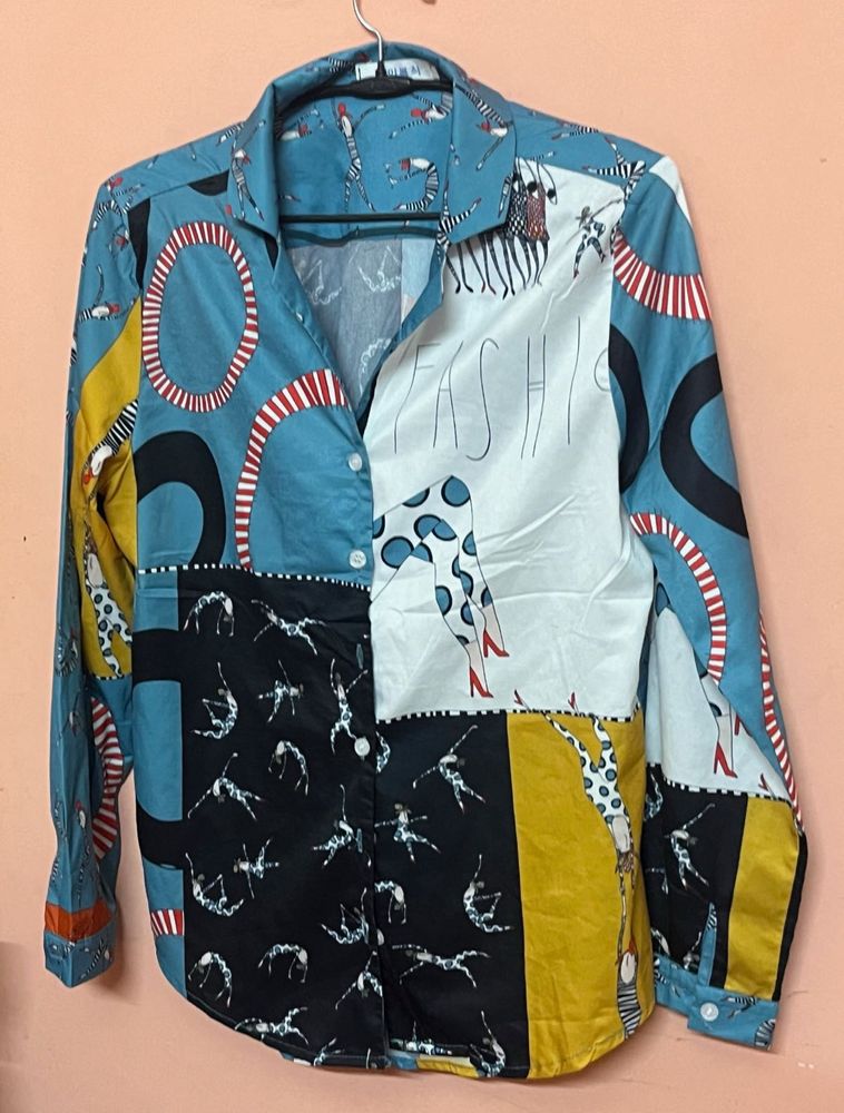 Artsy Patchwork Satin Shirt 💅🏻‼️