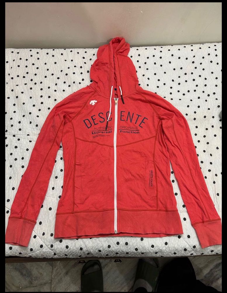 Descente Red Full Zip Hoodie