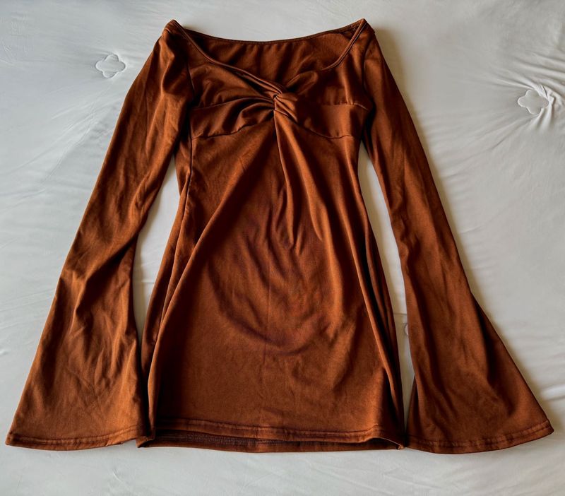 Pinterest Brown Long Sleeve Mini Dress