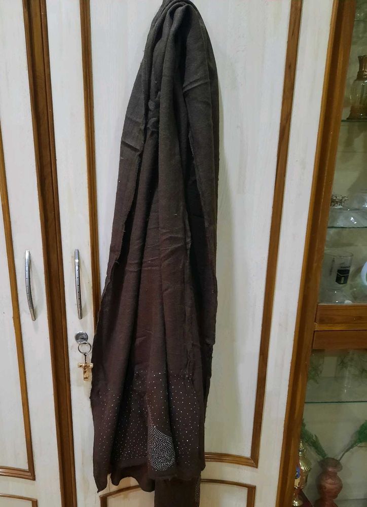 Elegant Brown Embellished Scarf