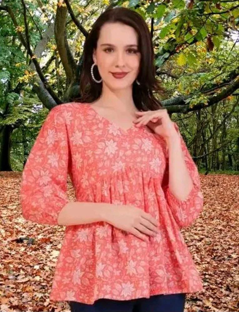 peplum peach color top