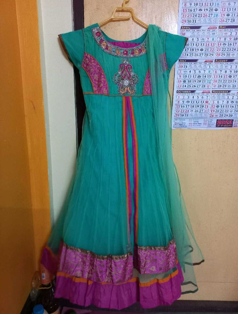 Teal &amp; Pink Anarkali