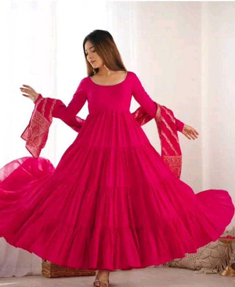Elegant Pink Anarkali Kurta with Dupatta