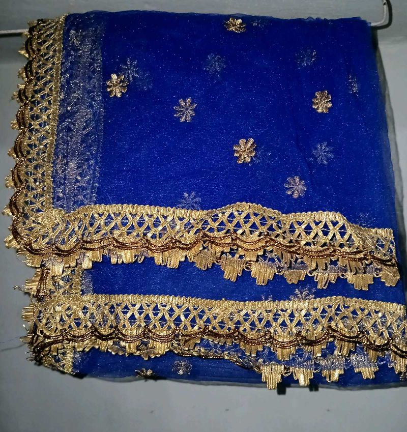 Clear Blue Shade Net Dupatta