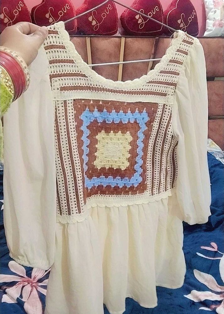 Boho Crochet Panel Top