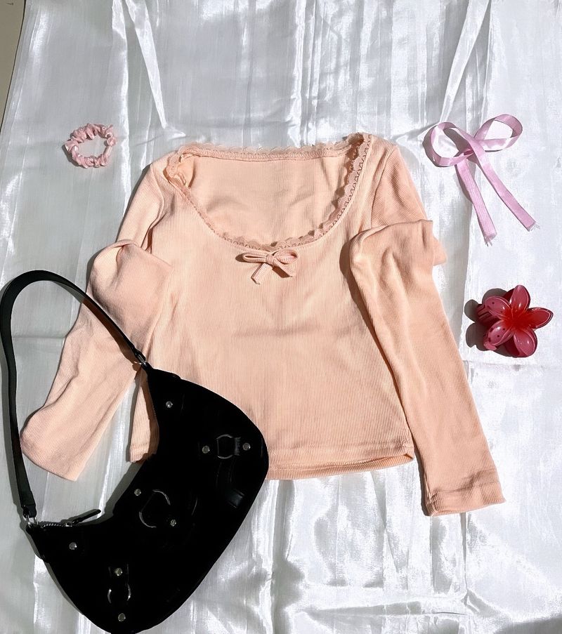 Coquette Pinteresty Lace Bow Top 🎀