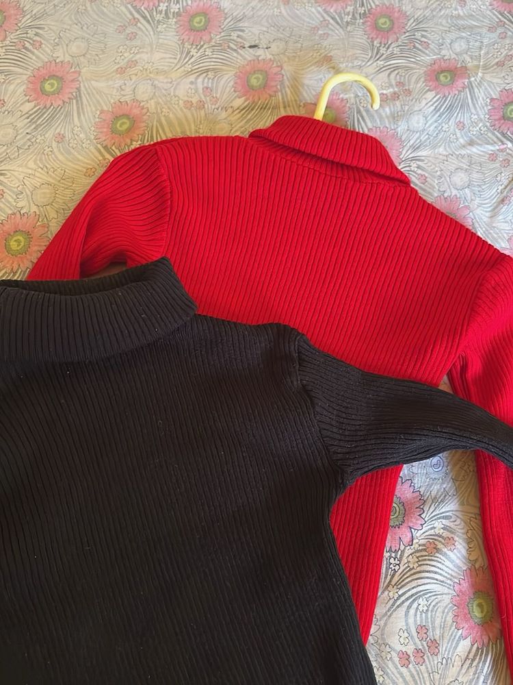 Turtle Neck Black And Red sweater