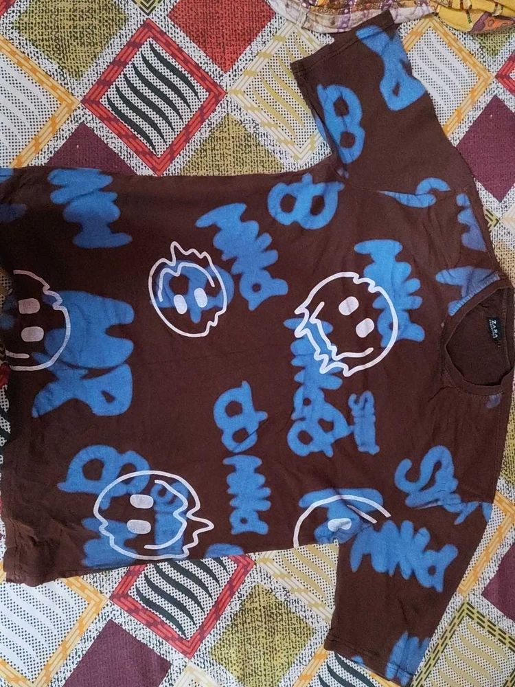Brown Graphic Print T-Shirt