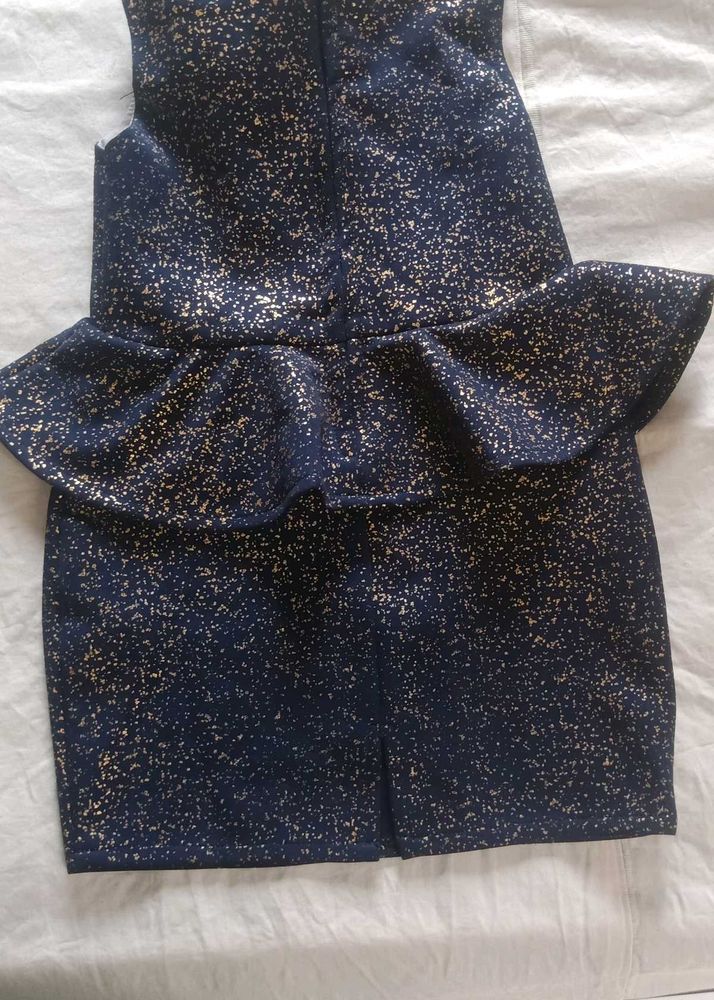 Navy &amp; Gold Peplum Dress