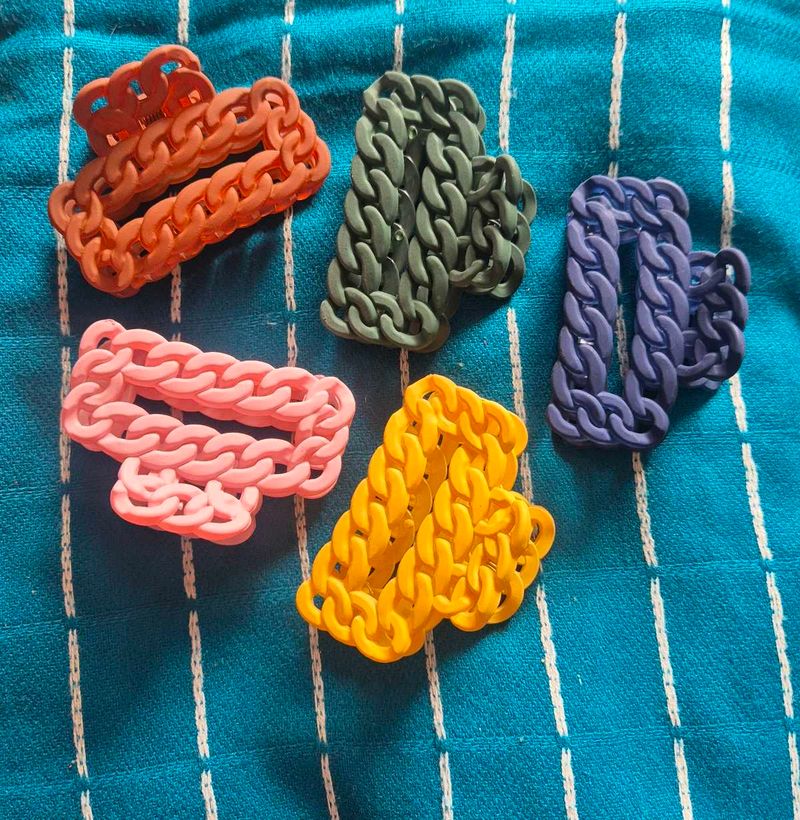 Chunky Chain Hair Clips 5 pcs