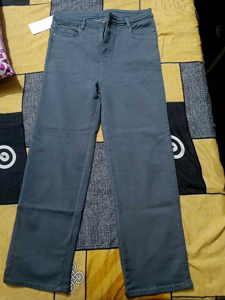 Grey Wide Leg Jeans