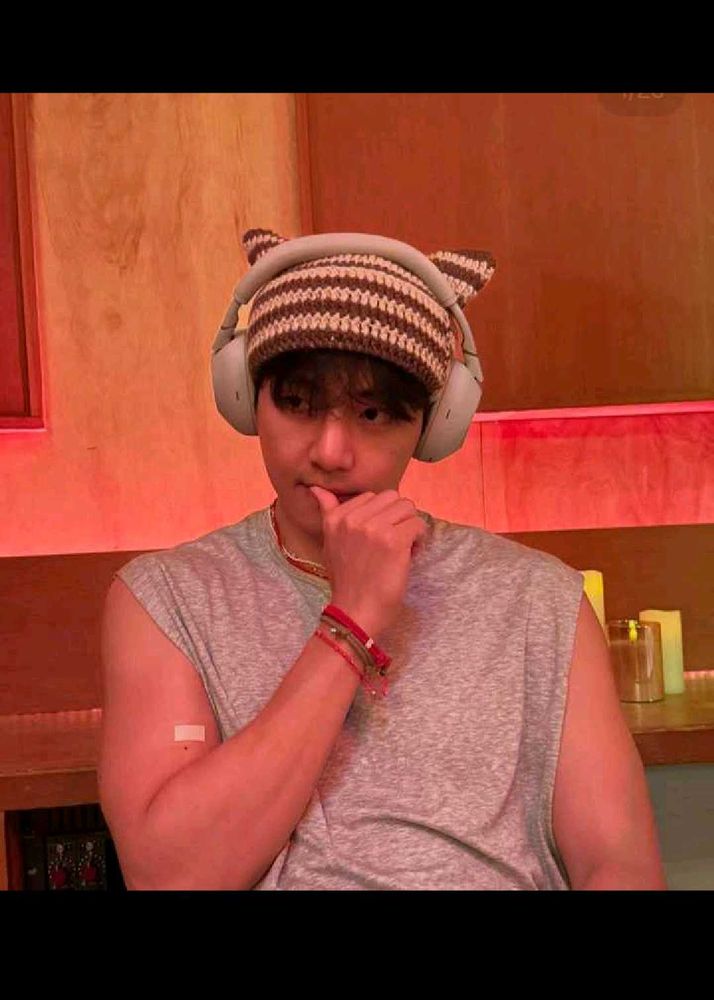 Striped Knit Cat Ear Beanie