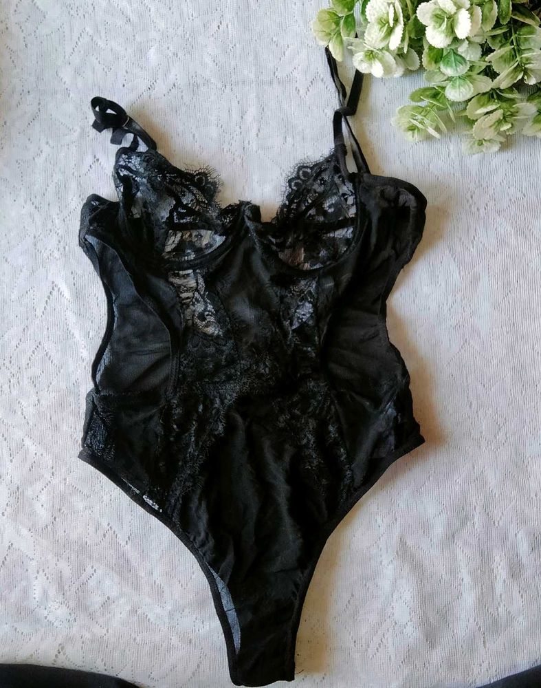 Black Stylish Net Bodysuit
