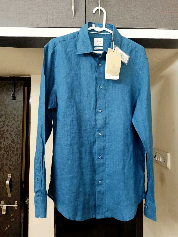 BRAND NEW RARE RABBIT Dusky Blue Linen Shirt