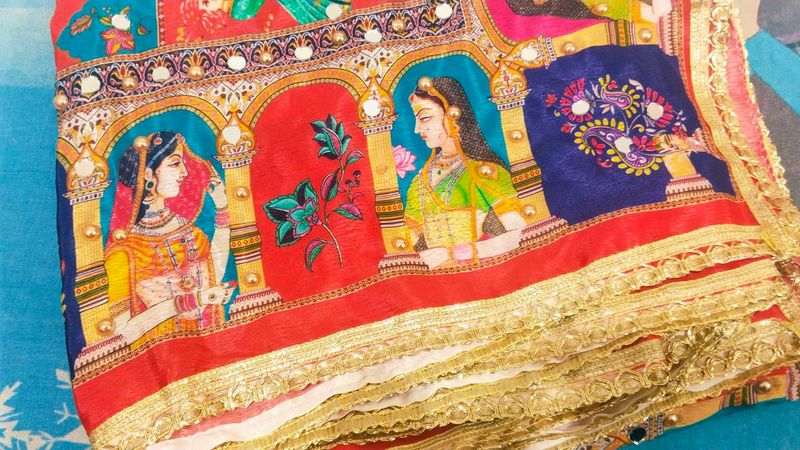 Beautiful Dupatta With Heavy Mirror&amp;Shimmer Work