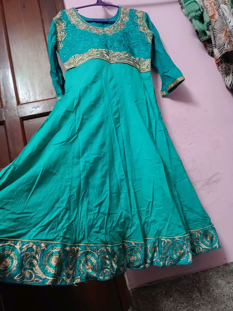 Pure Cotton Embroidery Work Anarkali Kurti &amp; Pant