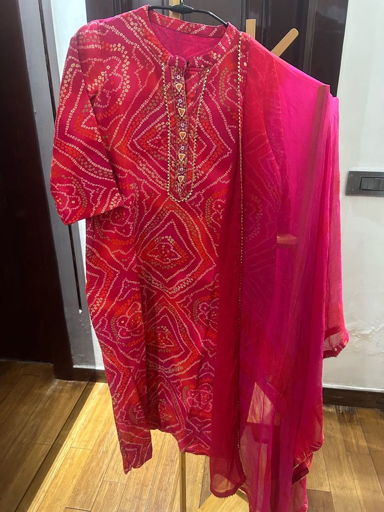 Bandhni Pink Suit Set