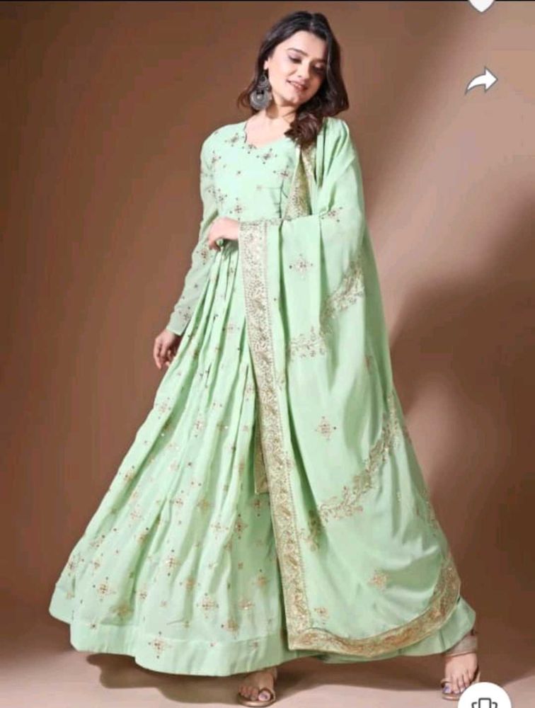 Elegant Mint Green Anarkali Suit