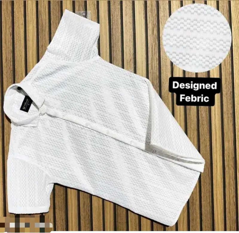 White Textured Dress Shirt