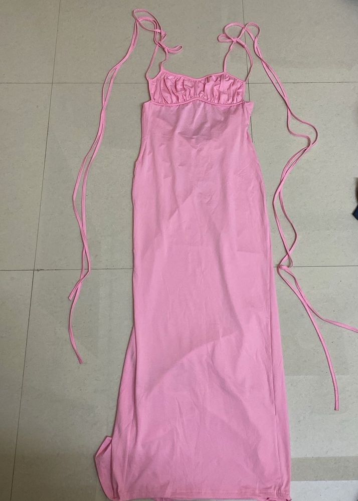 🎀 ✨ Newme Pink Tie Strap backless Dress